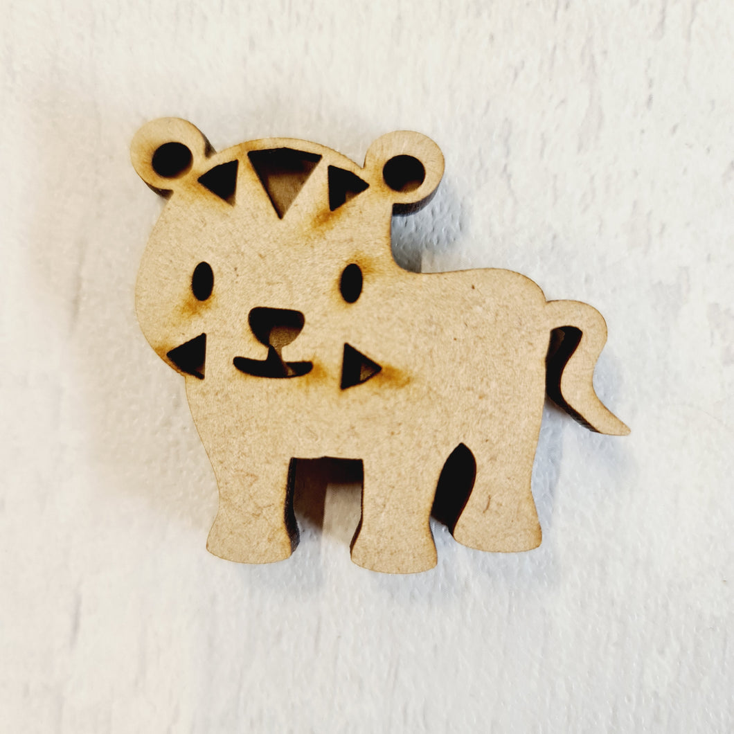 OL4178 - MDF Set of 8 Small Tiger - Olifantjie - Wooden - MDF - Lasercut - Blank - Craft - Kit - Mixed Media - UK