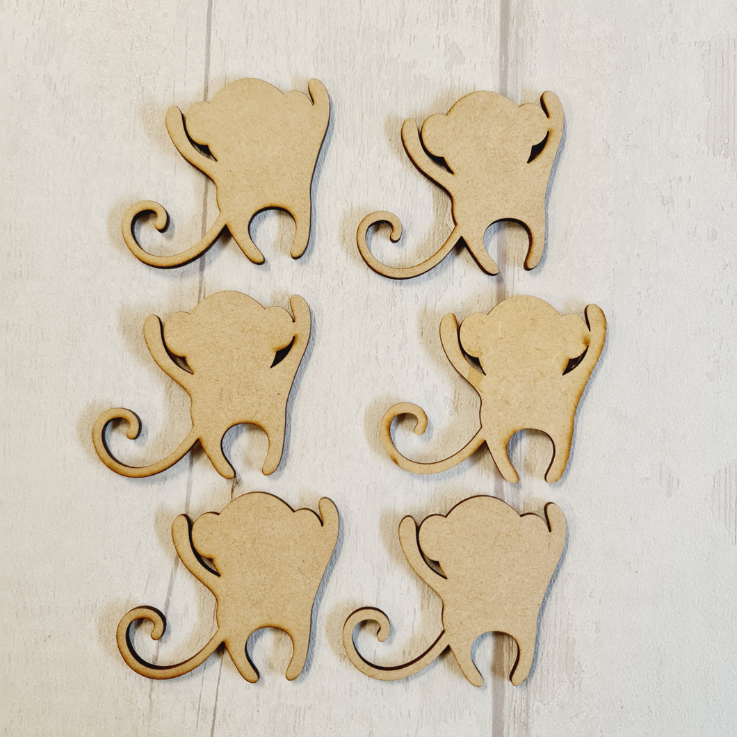 SALE - MDF Set of 6 Monkey Backs BB12 - Olifantjie - Wooden - MDF - Lasercut - Blank - Craft - Kit - Mixed Media - UK