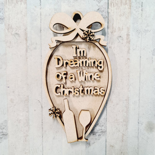 OL4150 - MDF Christmas Light Bulb - Wine Christmas - Olifantjie - Wooden - MDF - Lasercut - Blank - Craft - Kit - Mixed Media - UK