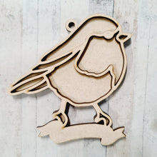 OL4169 - MDF Doodle Christmas Hanging - Robin 3 - with or without banner - Olifantjie - Wooden - MDF - Lasercut - Blank - Craft - Kit - Mixed Media - UK