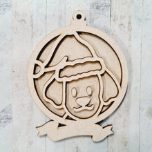 OL4009  - MDF Doodle Christmas Hanging - Dog - with or without banner - Olifantjie - Wooden - MDF - Lasercut - Blank - Craft - Kit - Mixed Media - UK