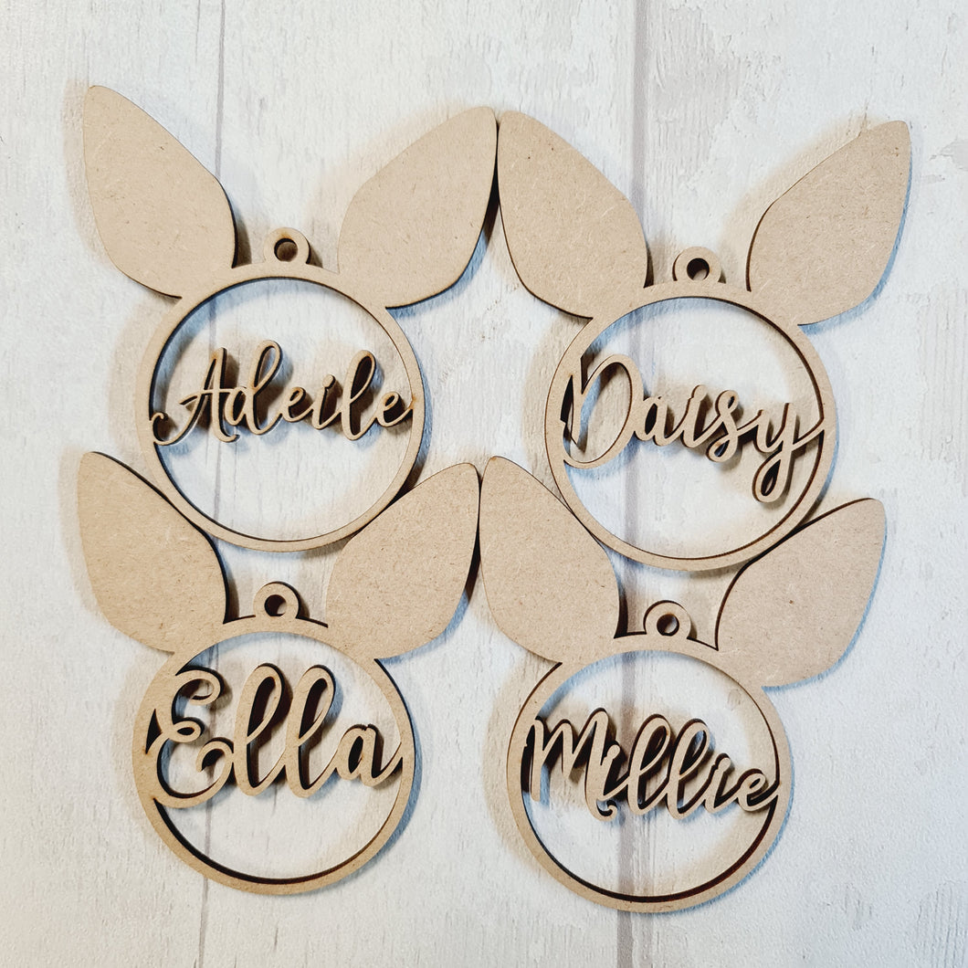 SALE - MDF Set of 4 Bunny Names BB40 - Olifantjie - Wooden - MDF - Lasercut - Blank - Craft - Kit - Mixed Media - UK