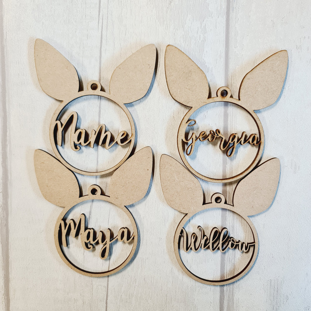 SALE - MDF Set of 4 Bunny Names BB43 - Olifantjie - Wooden - MDF - Lasercut - Blank - Craft - Kit - Mixed Media - UK