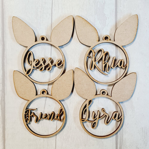 SALE - MDF Set of 4 Bunny Names BB46 - Olifantjie - Wooden - MDF - Lasercut - Blank - Craft - Kit - Mixed Media - UK