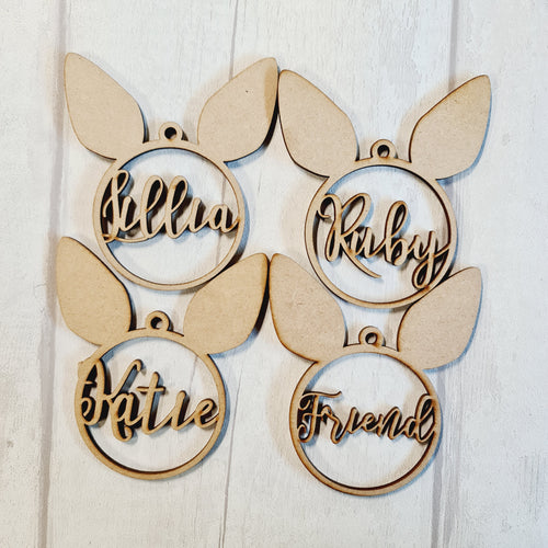 SALE - MDF Set of 4 Bunny Names BB49 - Olifantjie - Wooden - MDF - Lasercut - Blank - Craft - Kit - Mixed Media - UK