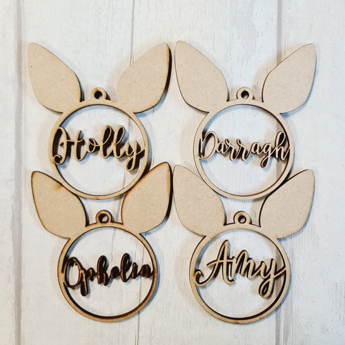 SALE - MDF Set of 4 Bunny Names BB50 - Olifantjie - Wooden - MDF - Lasercut - Blank - Craft - Kit - Mixed Media - UK