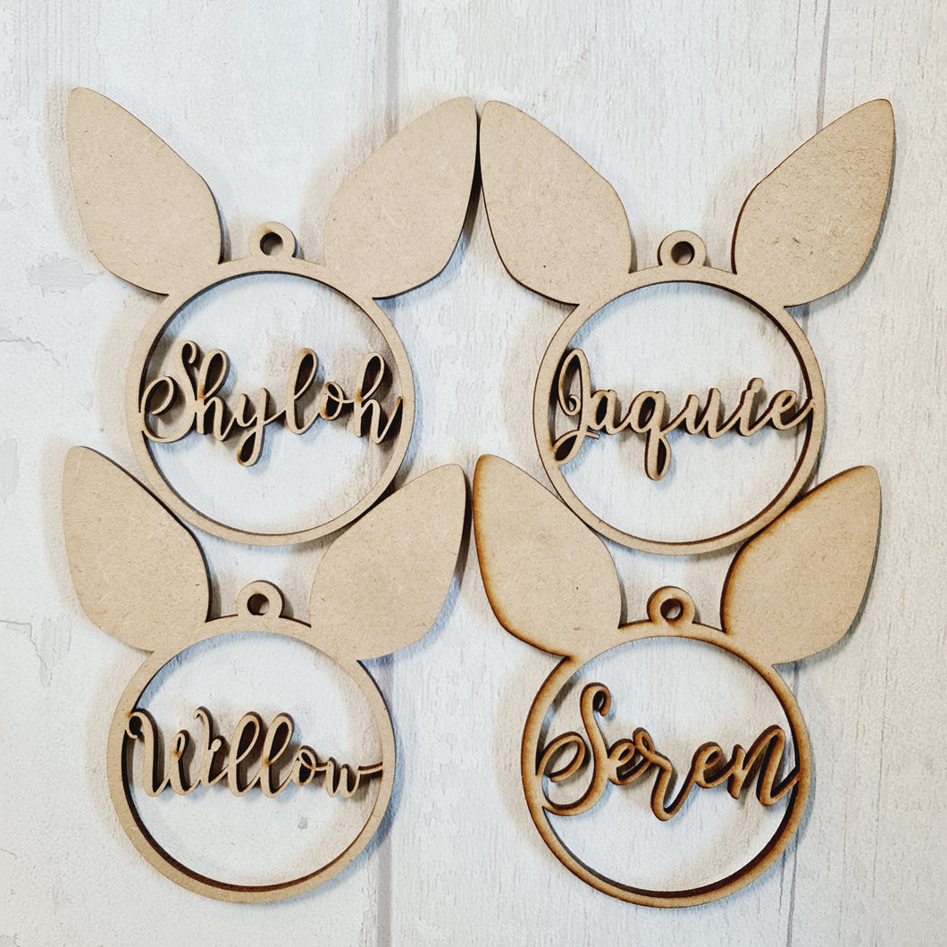 SALE - MDF Set of 4 Bunny Names BB51 - Olifantjie - Wooden - MDF - Lasercut - Blank - Craft - Kit - Mixed Media - UK