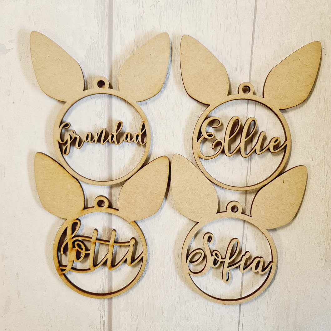 SALE - MDF Set of 4 Bunny Names BB52 - Olifantjie - Wooden - MDF - Lasercut - Blank - Craft - Kit - Mixed Media - UK