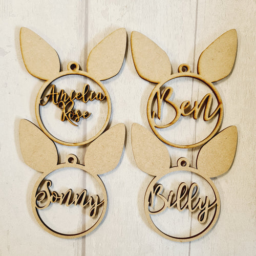 SALE - MDF Set of 4 Bunny Names BB54 - Olifantjie - Wooden - MDF - Lasercut - Blank - Craft - Kit - Mixed Media - UK