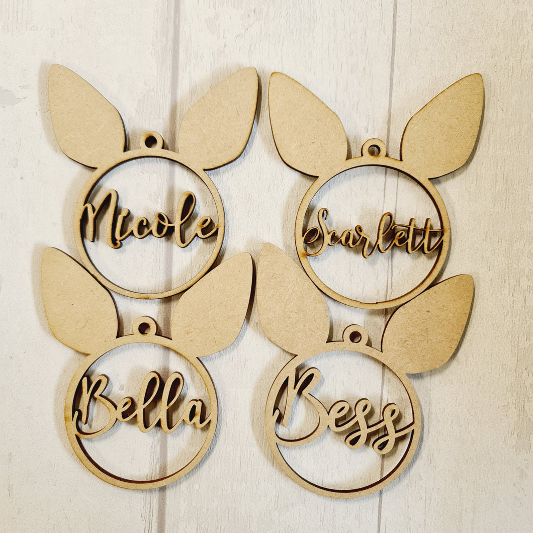 SALE - MDF Set of 4 Bunny Names BB55 - Olifantjie - Wooden - MDF - Lasercut - Blank - Craft - Kit - Mixed Media - UK