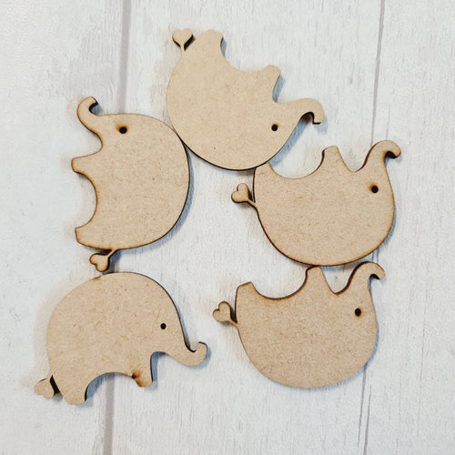 SALE - MDF Set of 5 Elephants BB36 - Olifantjie - Wooden - MDF - Lasercut - Blank - Craft - Kit - Mixed Media - UK