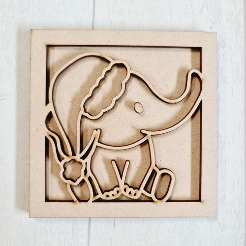 OL3413 - MDF Ladder Insert Tile - Elephant Christmas doodle - Olifantjie - Wooden - MDF - Lasercut - Blank - Craft - Kit - Mixed Media - UK