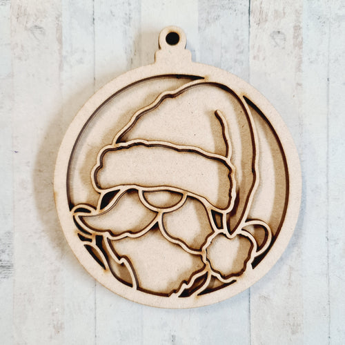 OL3449 - MDF Doodle Christmas Hanging - Male Gnome with or without banner - Olifantjie - Wooden - MDF - Lasercut - Blank - Craft - Kit - Mixed Media - UK