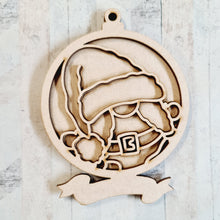 OL4213 - MDF Doodle Christmas Hanging - Gnome Woman - with or without banner - Olifantjie - Wooden - MDF - Lasercut - Blank - Craft - Kit - Mixed Media - UK