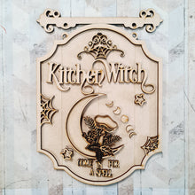 OL2399 - MDF Farmhouse Doodle Halloween - Hanging Sign Layered Plaque - Kitchen Witch - Moon - Olifantjie - Wooden - MDF - Lasercut - Blank - Craft - Kit - Mixed Media - UK