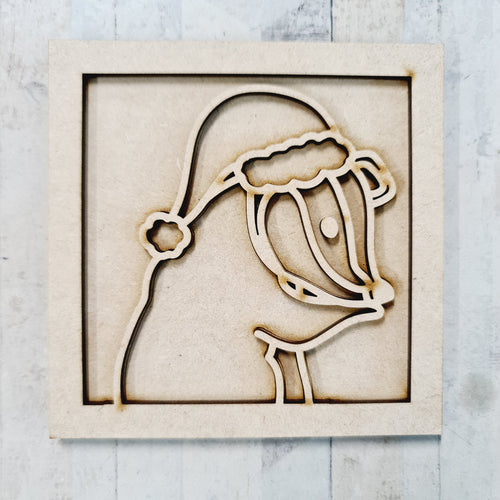 OL3499 - MDF Ladder Insert Tile - Badger Hat Christmas doodle - Olifantjie - Wooden - MDF - Lasercut - Blank - Craft - Kit - Mixed Media - UK