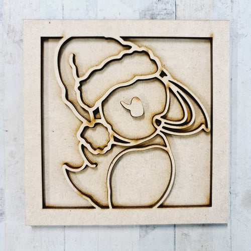 OL3502 - MDF Ladder Insert Tile - Puffin Hat Christmas doodle - Olifantjie - Wooden - MDF - Lasercut - Blank - Craft - Kit - Mixed Media - UK