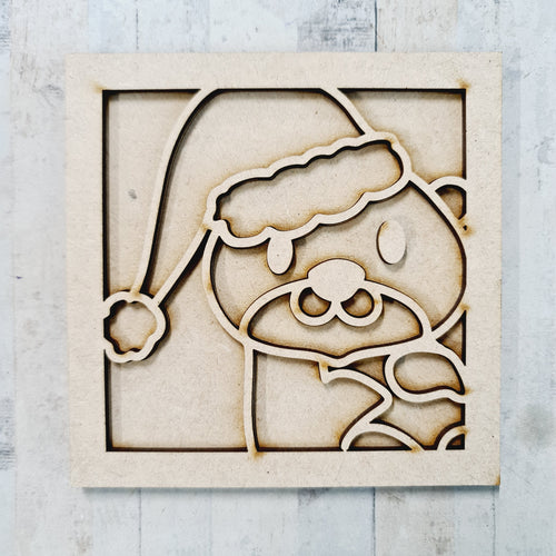 OL3500 - MDF Ladder Insert Tile - Otter Hat Christmas doodle - Olifantjie - Wooden - MDF - Lasercut - Blank - Craft - Kit - Mixed Media - UK