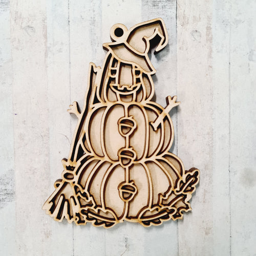 OL3514 - MDF Doodle Pumpkin Person Hanging - with or without banner - Olifantjie - Wooden - MDF - Lasercut - Blank - Craft - Kit - Mixed Media - UK