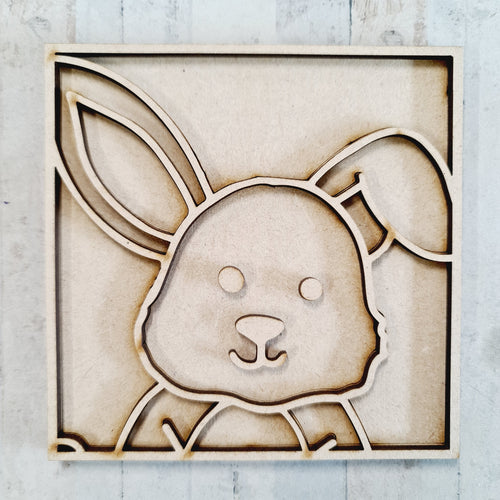 OL3334  - MDF Ladder Insert Tile - Doodle Bunny - Olifantjie - Wooden - MDF - Lasercut - Blank - Craft - Kit - Mixed Media - UK