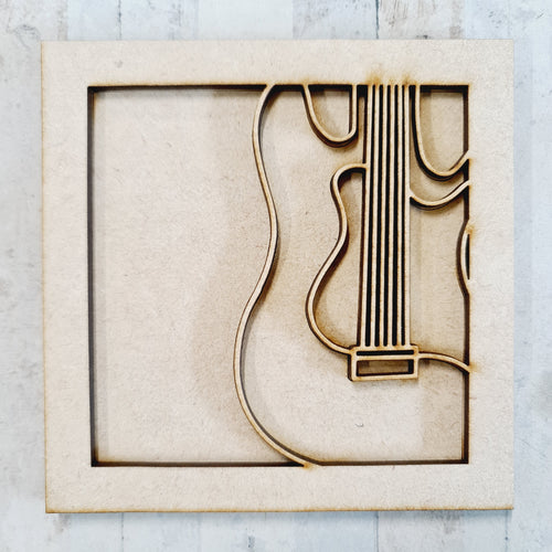 OL3326  - MDF Ladder Insert Tile - Doodle Electric Guitar - Olifantjie - Wooden - MDF - Lasercut - Blank - Craft - Kit - Mixed Media - UK