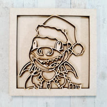 OL3526 - MDF Ladder Insert Tile - Christmas Cute Dragon Tile doodle - Olifantjie - Wooden - MDF - Lasercut - Blank - Craft - Kit - Mixed Media - UK