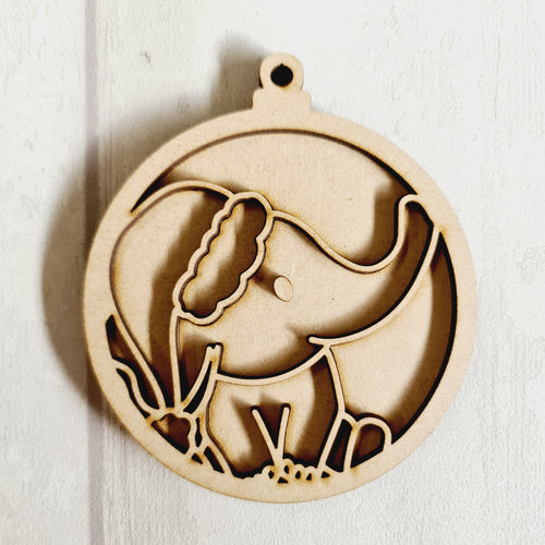 OL3423 - MDF Doodle Christmas Hanging - Elephant with or without banner - Olifantjie - Wooden - MDF - Lasercut - Blank - Craft - Kit - Mixed Media - UK
