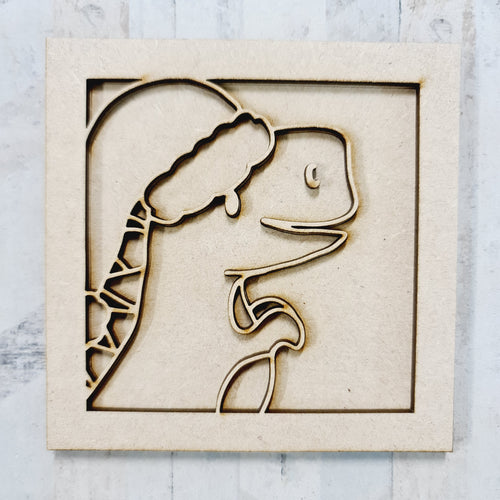 OL4051   - MDF Ladder Insert Tile - Christmas Dinosaur 2  Tile doodle - Olifantjie - Wooden - MDF - Lasercut - Blank - Craft - Kit - Mixed Media - UK