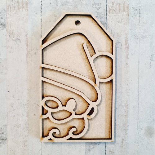 OL3597 - MDF Christmas Tag Hanging - Santa 2 - Olifantjie - Wooden - MDF - Lasercut - Blank - Craft - Kit - Mixed Media - UK