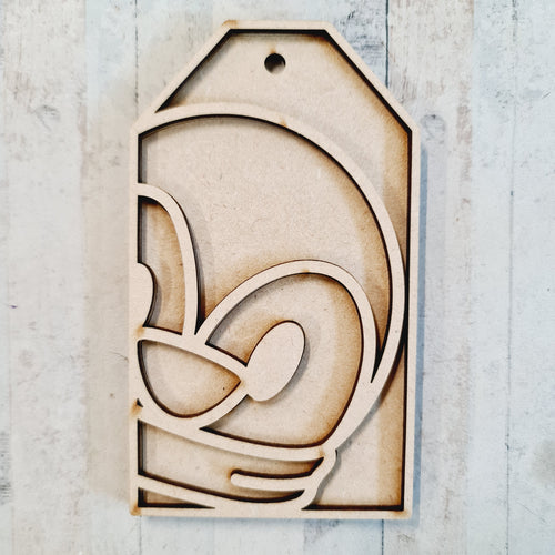 OL3593 - MDF Christmas Tag Hanging - Penguin 2 - Olifantjie - Wooden - MDF - Lasercut - Blank - Craft - Kit - Mixed Media - UK