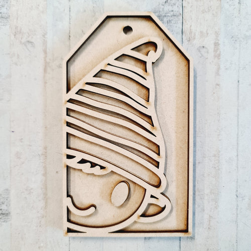 OL3595 - MDF Christmas Tag Hanging - Elf 2 - Olifantjie - Wooden - MDF - Lasercut - Blank - Craft - Kit - Mixed Media - UK