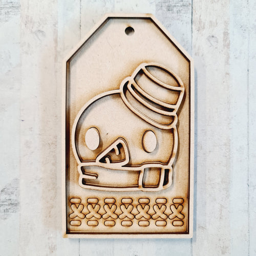 OL3590 - MDF Christmas Tag Hanging - Snowman 1 - Olifantjie - Wooden - MDF - Lasercut - Blank - Craft - Kit - Mixed Media - UK