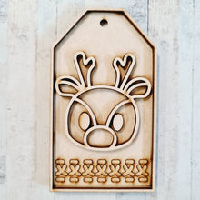 OL3598 - MDF Christmas Tag Hanging - Reindeer 1 - Olifantjie - Wooden - MDF - Lasercut - Blank - Craft - Kit - Mixed Media - UK