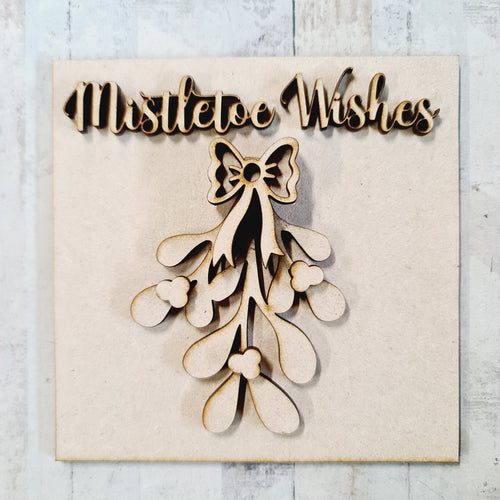 OL3352 - MDF Ladder Insert Tile - Mistletoe - Olifantjie - Wooden - MDF - Lasercut - Blank - Craft - Kit - Mixed Media - UK