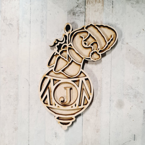 OL2678 - MDF Hanging Doodle Initial Bauble - Penguin - Olifantjie - Wooden - MDF - Lasercut - Blank - Craft - Kit - Mixed Media - UK