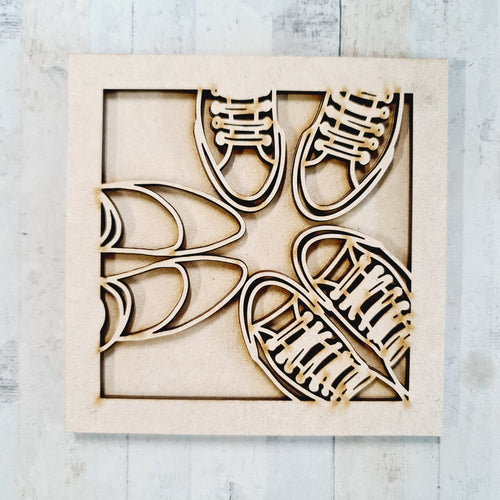 OL3309    - MDF Ladder Insert Tile - Doodle Friendship feet - Olifantjie - Wooden - MDF - Lasercut - Blank - Craft - Kit - Mixed Media - UK