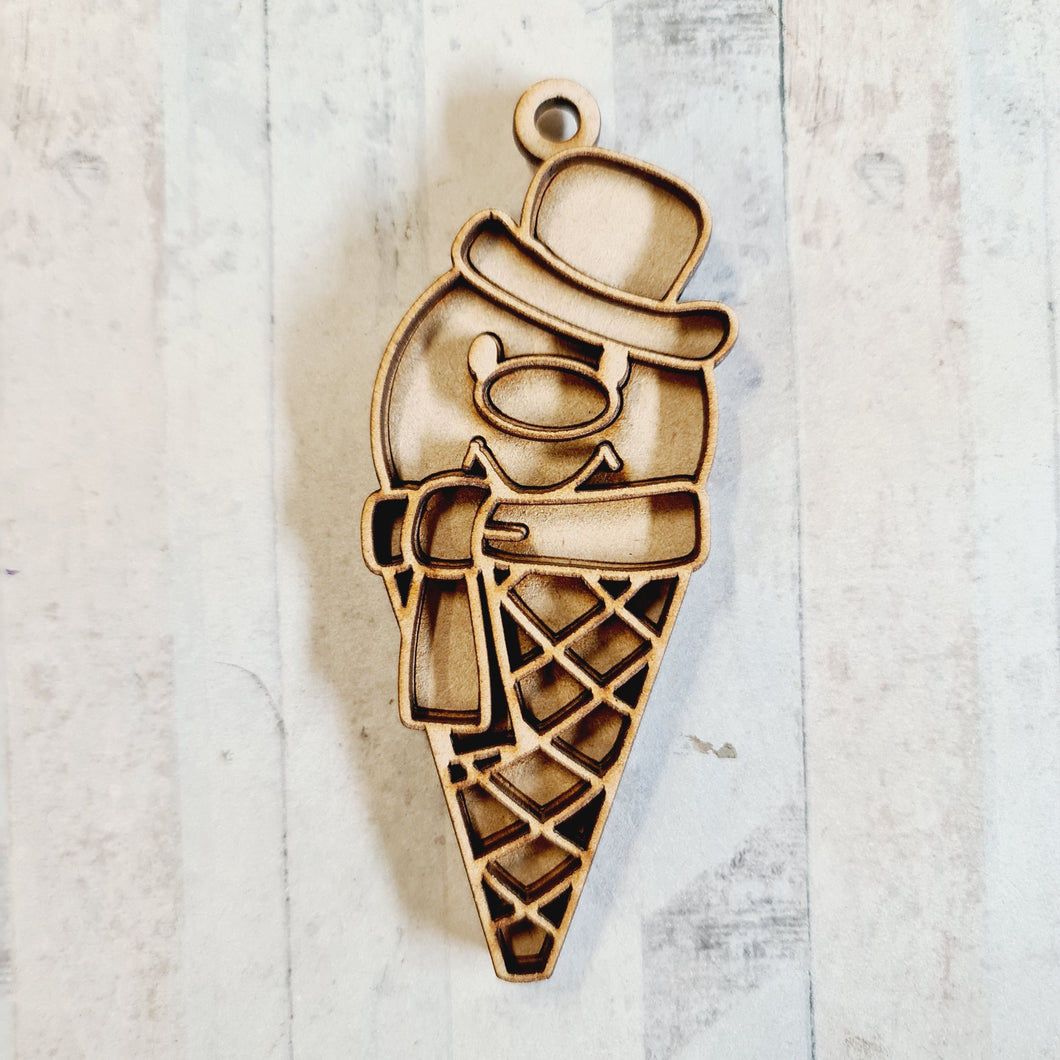 OL3704 - MDF Layered Hanging - Ice Cream Snowman Style 2 - Olifantjie - Wooden - MDF - Lasercut - Blank - Craft - Kit - Mixed Media - UK