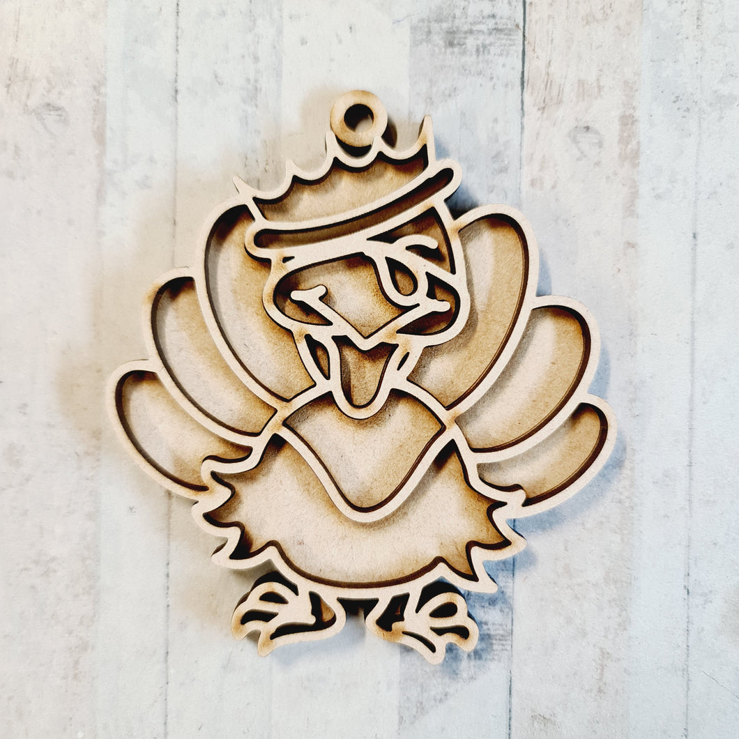 OL3740 - MDF Doodle Hanging - Turkey Crown with or without banner - Olifantjie - Wooden - MDF - Lasercut - Blank - Craft - Kit - Mixed Media - UK