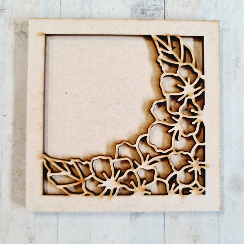 OL3284 - MDF Ladder Insert Tile - Doodle Blossoms - Olifantjie - Wooden - MDF - Lasercut - Blank - Craft - Kit - Mixed Media - UK