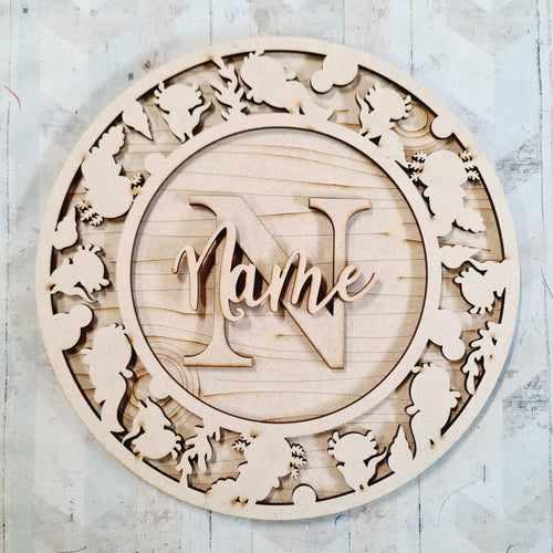 OL3771 - MDF Personalised Circle Plaque Frame - Axolotl Theme - Olifantjie - Wooden - MDF - Lasercut - Blank - Craft - Kit - Mixed Media - UK