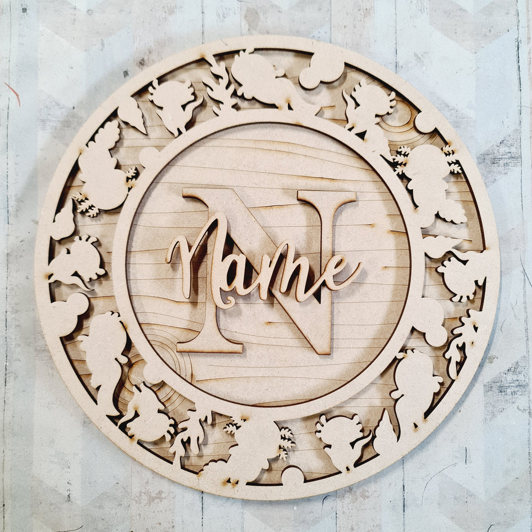 OL3771 - MDF Personalised Circle Plaque Frame - Axolotl Theme - Olifantjie - Wooden - MDF - Lasercut - Blank - Craft - Kit - Mixed Media - UK