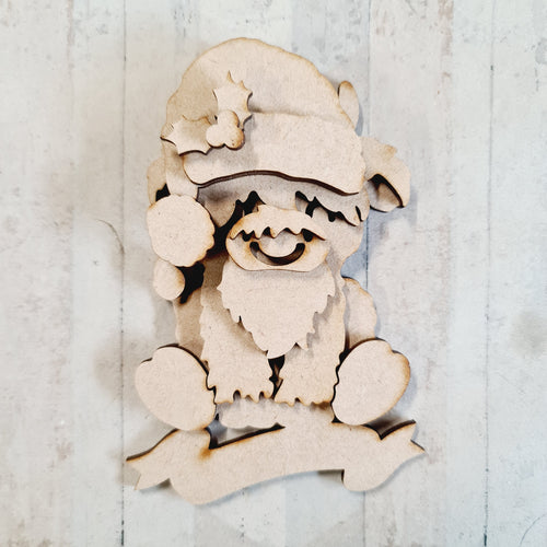 OL3730 - MDF  - Santa Cow - Olifantjie - Wooden - MDF - Lasercut - Blank - Craft - Kit - Mixed Media - UK
