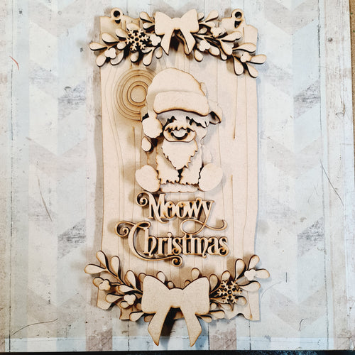 OL3727 - MDF Christmas Mistletoe Cute Highland Cow  Personalised Wood effect Plaque - Olifantjie - Wooden - MDF - Lasercut - Blank - Craft - Kit - Mixed Media - UK