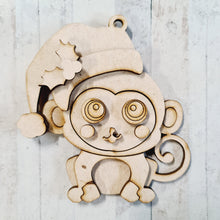 OL3754 - MDF  - Cute Santa Monkey - Olifantjie - Wooden - MDF - Lasercut - Blank - Craft - Kit - Mixed Media - UK