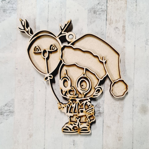 OL3338 - MDF - Clown - Creepy Christmas Optional Hanging Doodle Kit - Olifantjie - Wooden - MDF - Lasercut - Blank - Craft - Kit - Mixed Media - UK