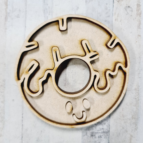 OL3799 - MDF Mini (8cm) Kawaii Backing - Magnet / Brooch size! Doughnut - Olifantjie - Wooden - MDF - Lasercut - Blank - Craft - Kit - Mixed Media - UK