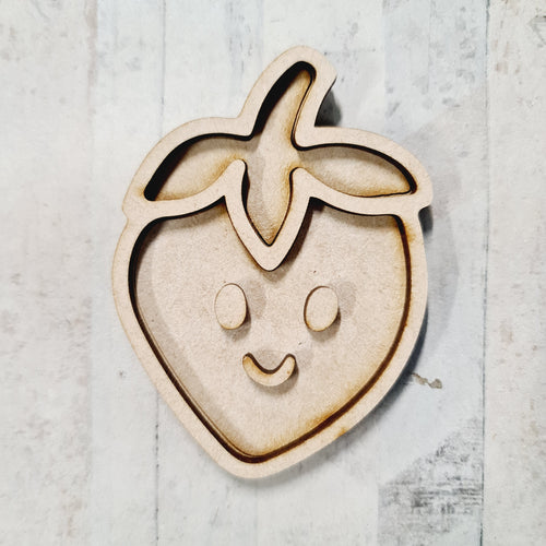 OL3803 - MDF Mini (8cm) Kawaii Backing - Magnet / Brooch size! Strawberry - Olifantjie - Wooden - MDF - Lasercut - Blank - Craft - Kit - Mixed Media - UK