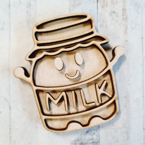 OL3801 - MDF Mini (8cm) Kawaii Backing - Magnet / Brooch size! Milk - Olifantjie - Wooden - MDF - Lasercut - Blank - Craft - Kit - Mixed Media - UK
