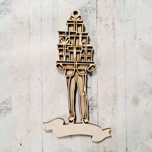 OL3723 - MDF Hidden Person - Presents Style 2 - Olifantjie - Wooden - MDF - Lasercut - Blank - Craft - Kit - Mixed Media - UK