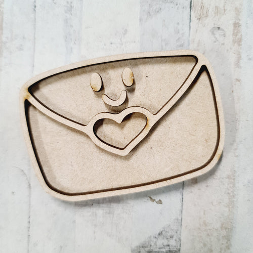 OL3800 - MDF Mini (8cm) Kawaii Backing - Magnet / Brooch size! Envelope - Olifantjie - Wooden - MDF - Lasercut - Blank - Craft - Kit - Mixed Media - UK